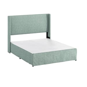 Raymond 2 Piece Sage Wingback Design King Bedroom Set with Metal Platform Bed Frame