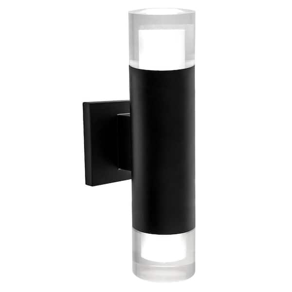 BAZZ 13 in. x 3 in. Luvia Black LED Outdoor Wall Lantern Sconce