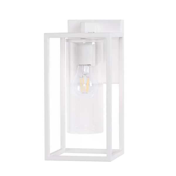 Indoor/Outdoor White Hardwired Wall Lantern Scone with No Bulbs Included