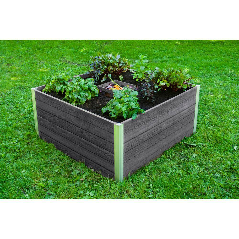 Slate Grey 4x4x22 Keyhole Composting Raised Garden Bed