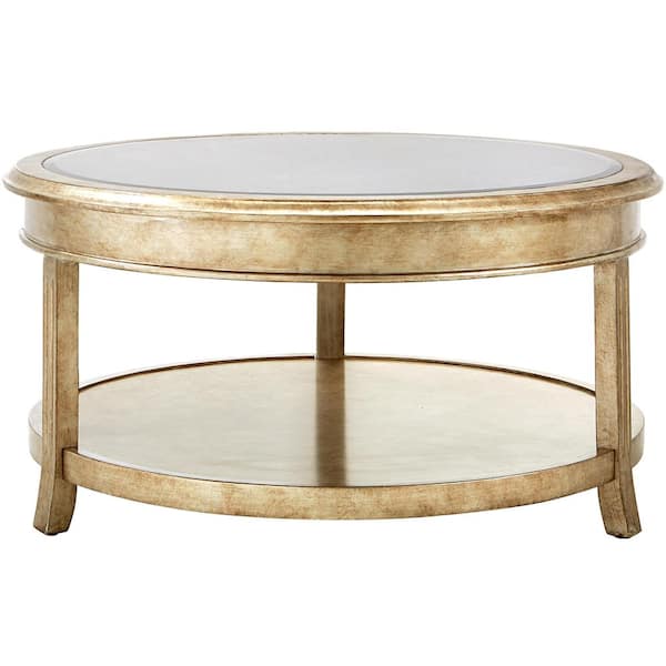 Unbranded Bevel Mirror Gold Round Coffee Table