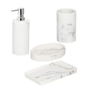 4-Piece Bathroom Accessories Set in Faux Marble