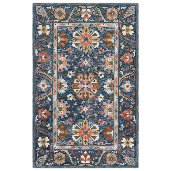 Aspen 6 ft. x 9 ft. Blue/Green Garden Border Area Rug
