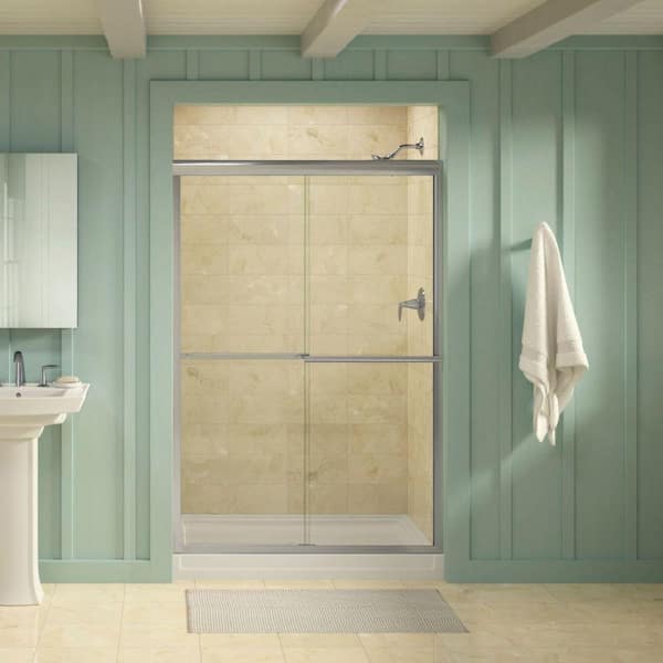 KOHLER Gradient 47-5/8 in. x 70-1/16 in. Sliding Shower Door in Bright Polished Silver with Handle