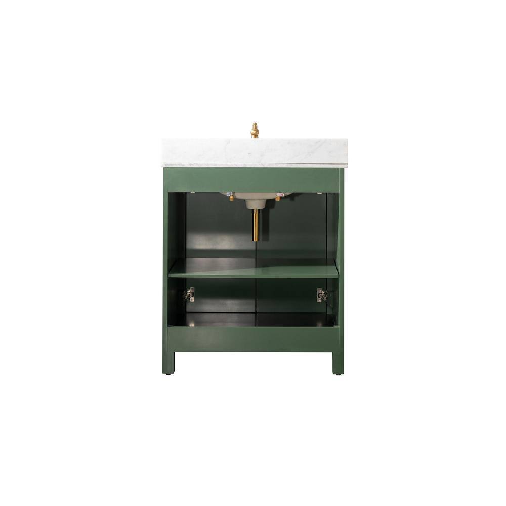 Vogue Green 30" Sink Vanity Cabinet with Carrara White Top
