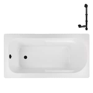 N-4280-739-BL 60 in. x 32 in. Rectangular Acrylic Soaking Drop-In Bathtub, with Reversible Drain in Matte Black