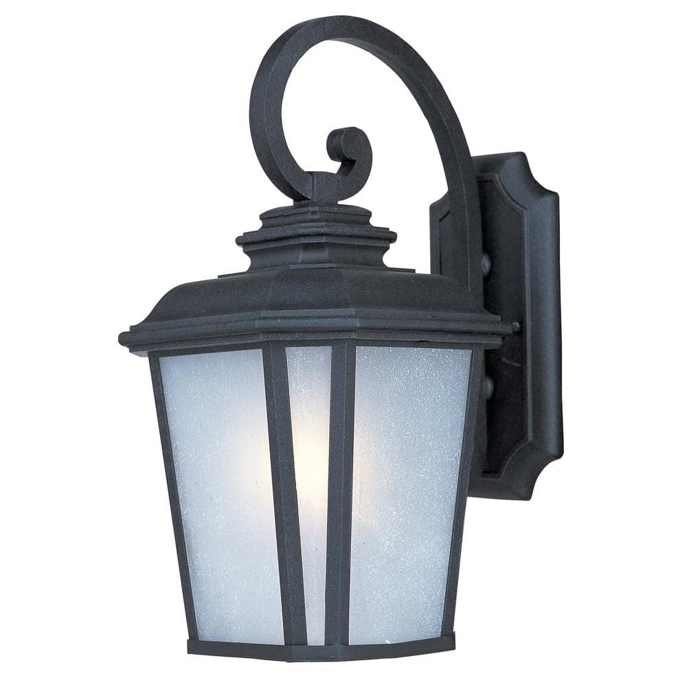 Radcliffe Industrial Black Oxide Outdoor Wall Lantern with Weathered Frost Glass