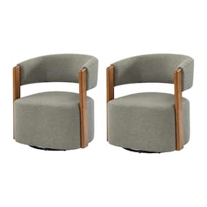 Ken Grey 29.5"W Upholstered Swivel Barrel Chair with No Assemble Set of 2