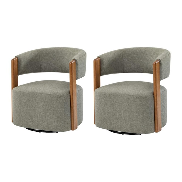 JAYDEN CREATION Ken Grey 29.5"W Upholstered Swivel Barrel Chair with No Assemble Set of 2