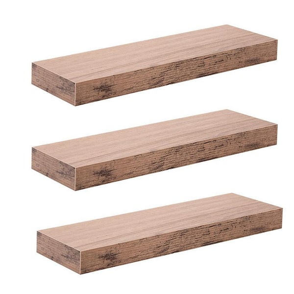 Cubilan 5.5 in. x 16.25 in. x 1.5 in. Mahogany Wood Decorative Wall Floating Shelves