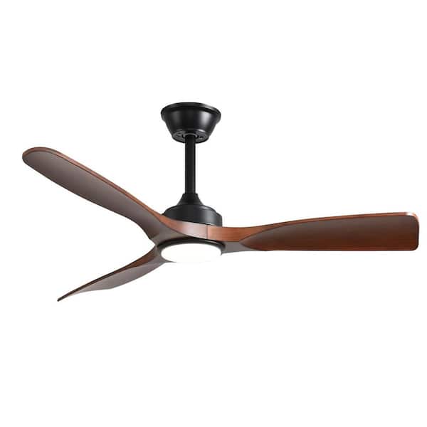 42 in. Flush Mounted Ceiling Fan with Light 3 Blade Outdoor Fans for Patios Modern Walnut Remote APP Ultra Quiet Timer