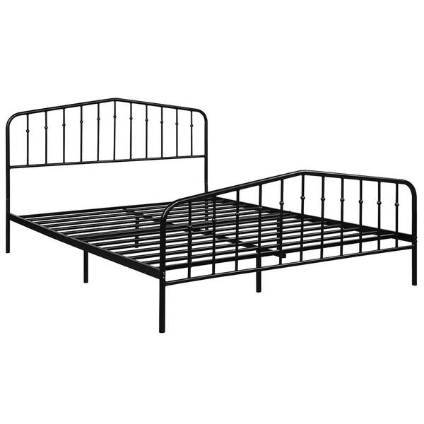 Costway Queen Size Metal Bed Frame Steel Slat Platform Headboard Footboard Bedroom Black