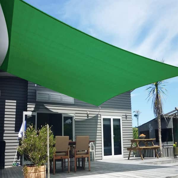 Cisvio 16 ft. x 12 ft. 185 GSM Dark Green Rectangle Sun Shade Sail, Water  Permeable and UV Resistant, Patio Outdoor CV-SR121650 - The Home Depot