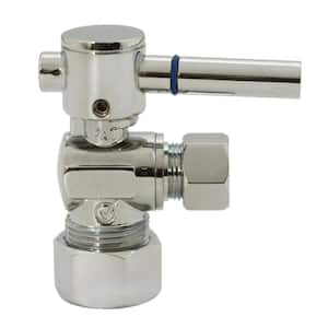 5/8 in. IPS x 3/8 in. O.D. Compression Outlet Angle Stop with 1/4-Turn Lever Handle, Polished Nickel