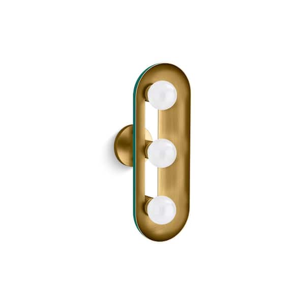 KOHLER Jabot 3-Light Jade with Brushed Moderne Brass Accents Wall Sconce