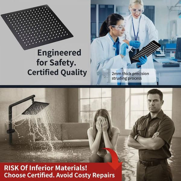 Single Handle 3-Spray Shower Faucet 2.5 GPM with Adjustable Flow Rate in Matte Black