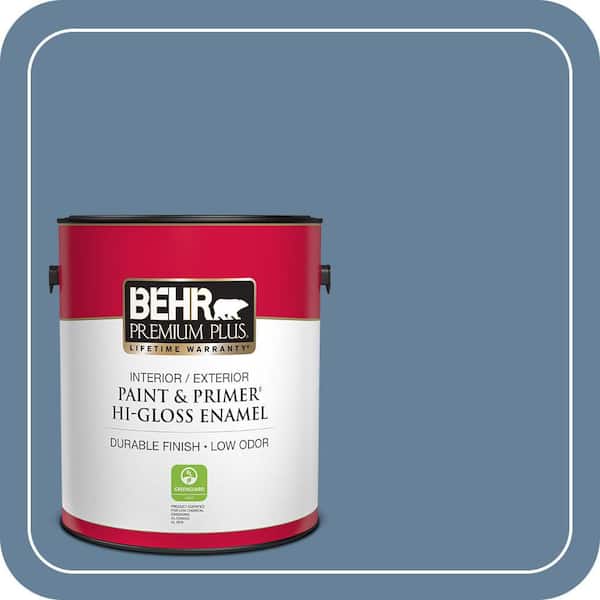 BEHR PREMIUM PLUS 1 gal. #ICC-74 Provence Hi-Gloss Enamel Interior/Exterior Paint & Primer