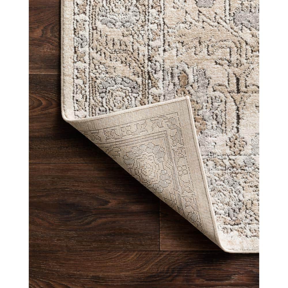 Ivory and Sand Oriental Synthetic Runner Rug