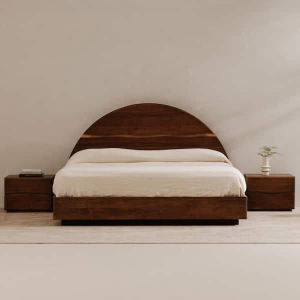 Wilder Brown Solid Acacia Wood Frame King Platform Bed with Live-Edge Detail