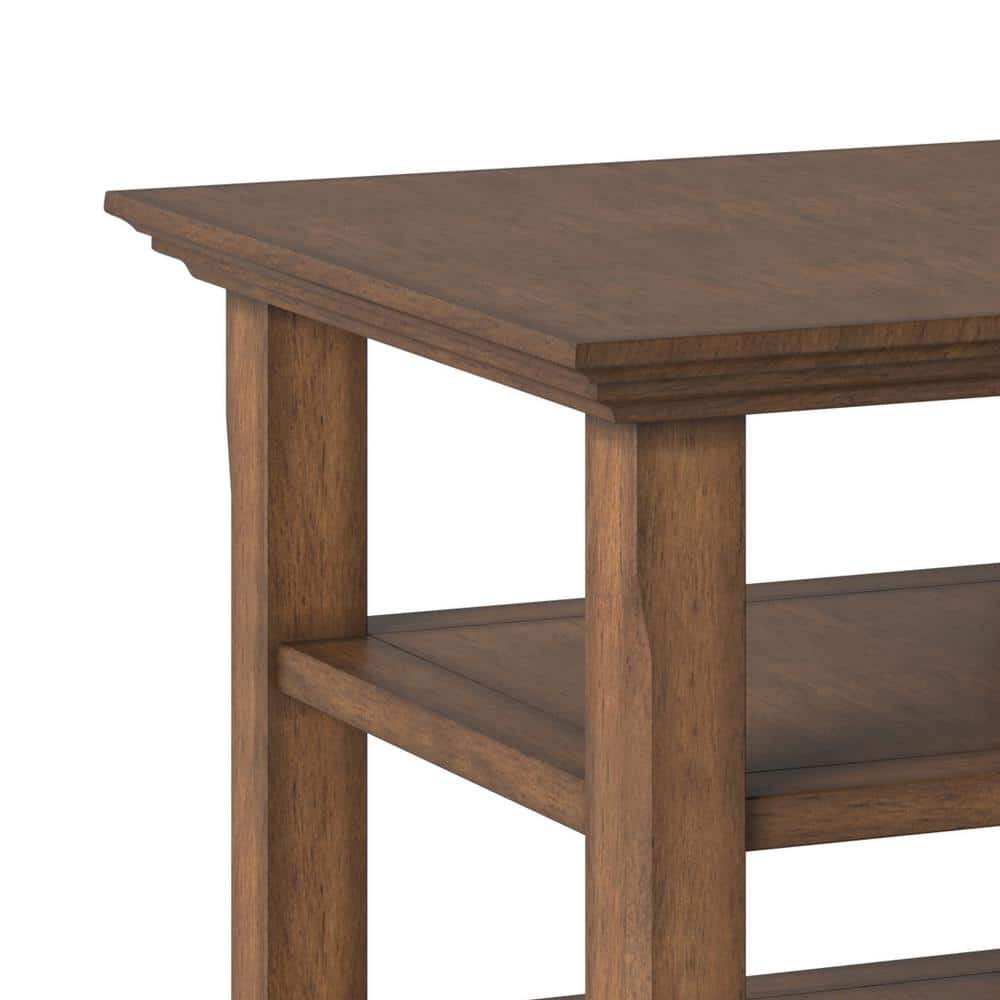 Acadian Rustic Natural Aged Brown Solid Wood Square End Table