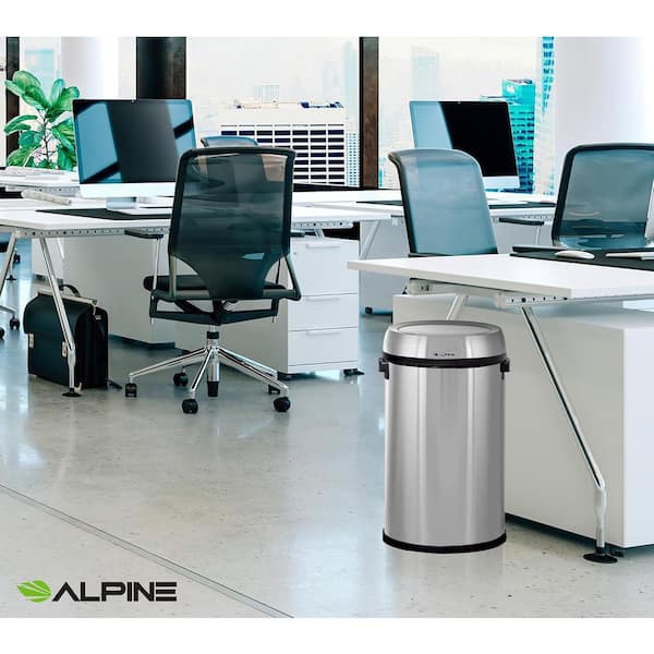 17 gal. Swing Top Commercial Stainless Steel Trash Can Receptacle with Lid for Home and Office