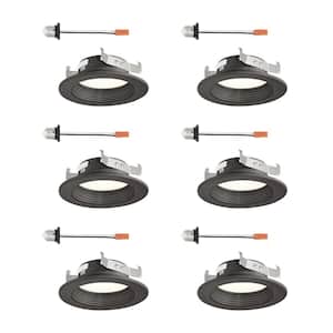 4 in. Bronze Baffle Trim Selectable CCT Integrated LED Housing Required Recessed Can Light for Kitchens (6-Pack)