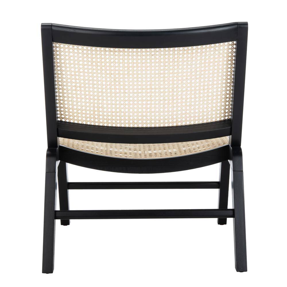 Transitional Auckland 26" Black and Natural Rattan Armless Side Chair
