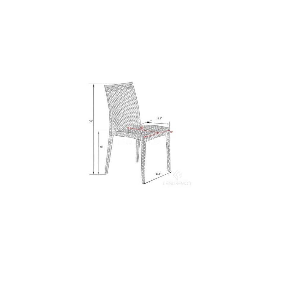 Black Polypropylene Weave Design Armless Dining Chairs, Set of 4