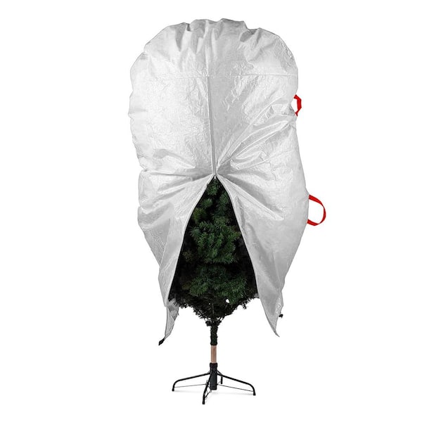 OSTO White Waterproof Upright Tree Storage Bag for Trees Up to 9 ft. Tall