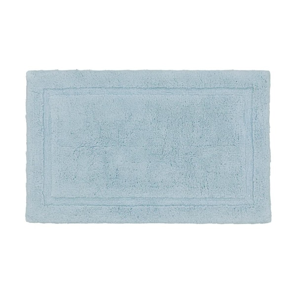 Jean Pierre NEW YORK Lydia Border Clear Light Blue 17 in. x 24 in. Cotton Plush Bath Mat