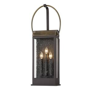 Holmes 3-Light Bronze and Brass Wall Sconce with Clear Seeded Glass Shade