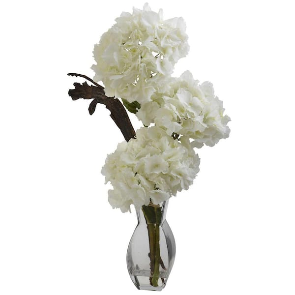 Nearly Natural Triple Hydrangea with Vase