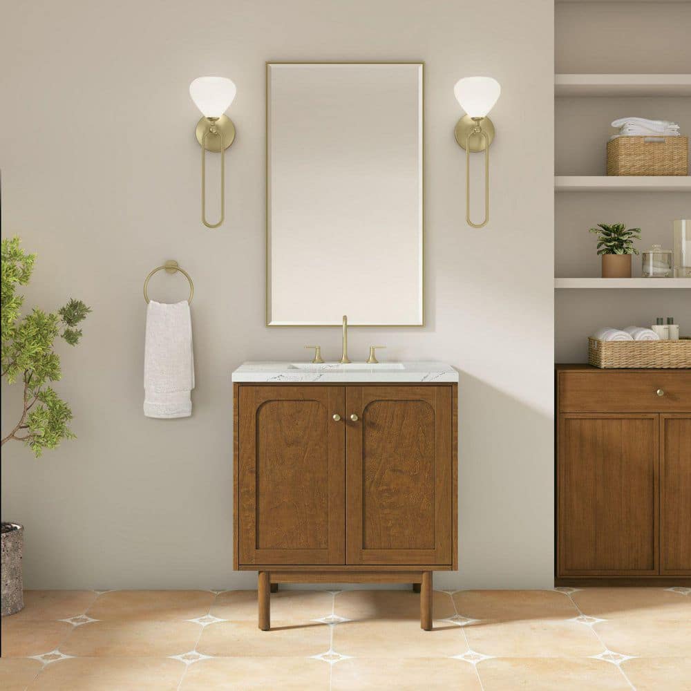 Laurent 30.0 in. Single Bath Vanity in Honey Oak with Ethereal Noctis Quartz Top price history on PriceWatchPro