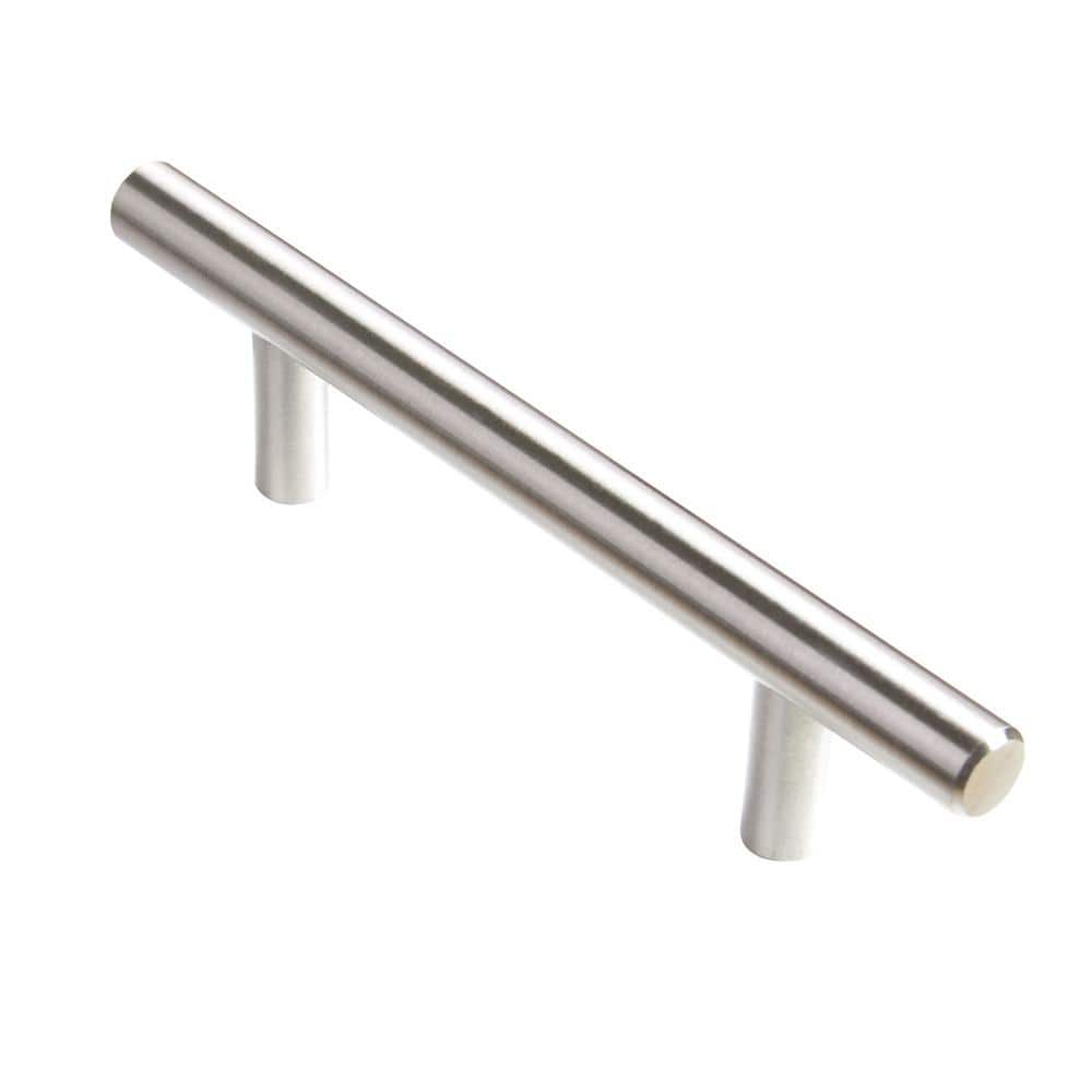 3.5 in. Satin Nickel Modern Bar Cabinet Pulls with Mounting Hardware (25-Pack)