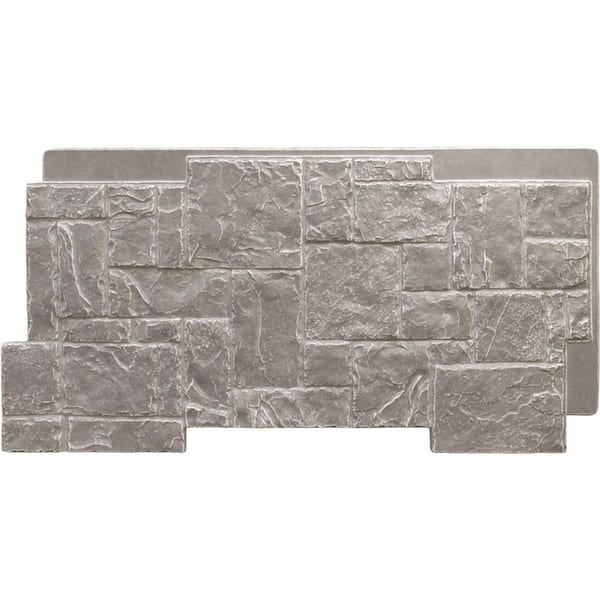 Ekena Millwork Castle Rock 49 in. x 1 1/4 in. Grey Granite Stacked Stone, StoneWall Faux Stone Siding Panel