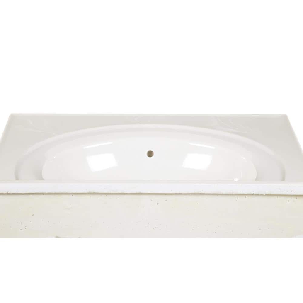 Ivory Swirl Cultured Marble Vanity Top with Backsplash, 25-Inch