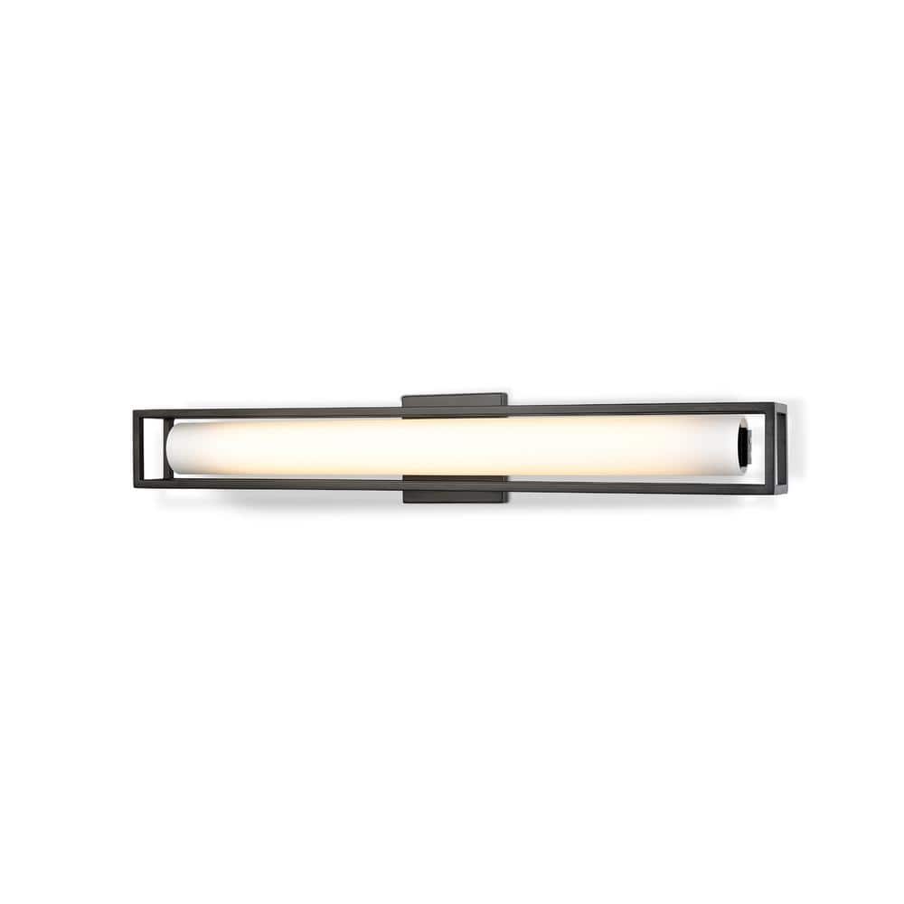 Lochwood 27'' Black LED Vanity Wall Sconce with Opal Glass Diffuser