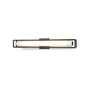 Lochwood 21 in. 1-Light 31-Watt Black Integrated LED Wall Sconce