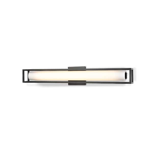 KUZCO Lochwood 21 in. 1-Light 31-Watt Black Integrated LED Wall Sconce