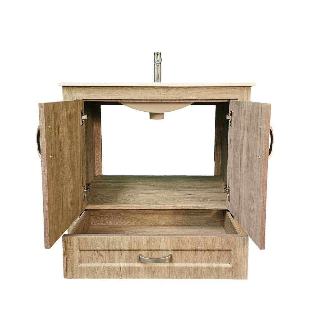 Livorno 30" Woodgrain Freestanding Vanity with White Ceramic Top