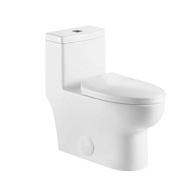 12 in. Rough-In 1-piece 1.1/ 1.6 GPF High Efficiency Dual Flush Elongated Siphonic Jet Toilet in White , Seat Included