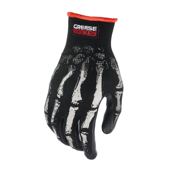 Grease Monkey 2 Pack Foam Nitrile Bones Glove - Large