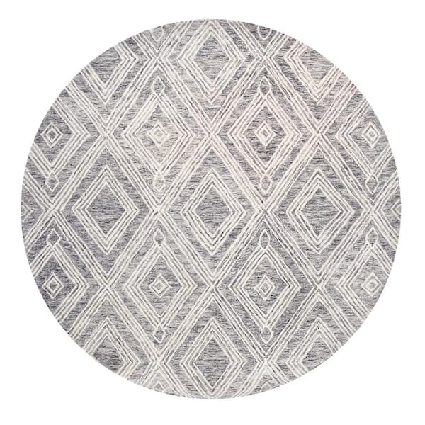 Pasargad Home Modern Silver 6 ft. x 6 ft. Geometric Bamboo Silk and Wool Area Rug