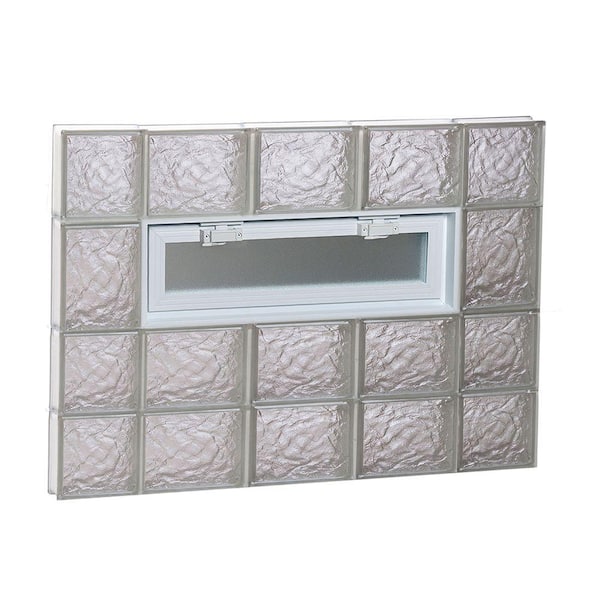 Clearly Secure 34.75 in. x 25 in. x 3.125 in. Frameless Ice Pattern Vented Glass Block Window