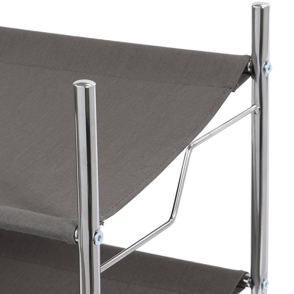 Black and Chrome 3-Tier Canvas Shoe Rack