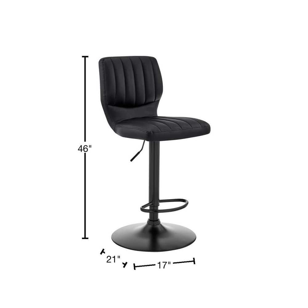 Adjustable Black Metal and Leatherette Swivel Bar Stool