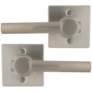 Highland Satin Nickel Dummy Door Lever with Square Rose (2-Pack)