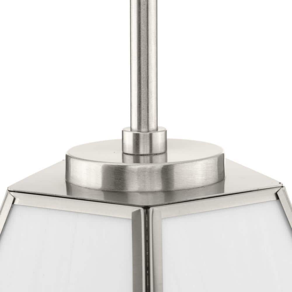Latham Brushed Nickel Geometric Pendant Light with White Art Glass