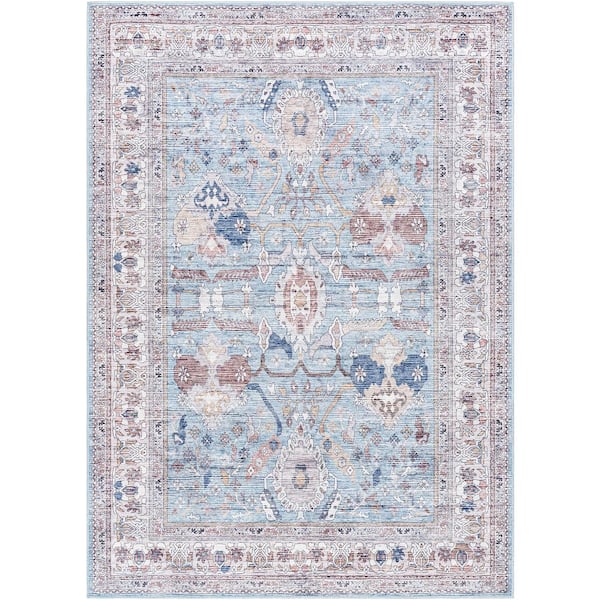 Georgina Blue 6 ft. x 9 ft. Machine-Washable Rug