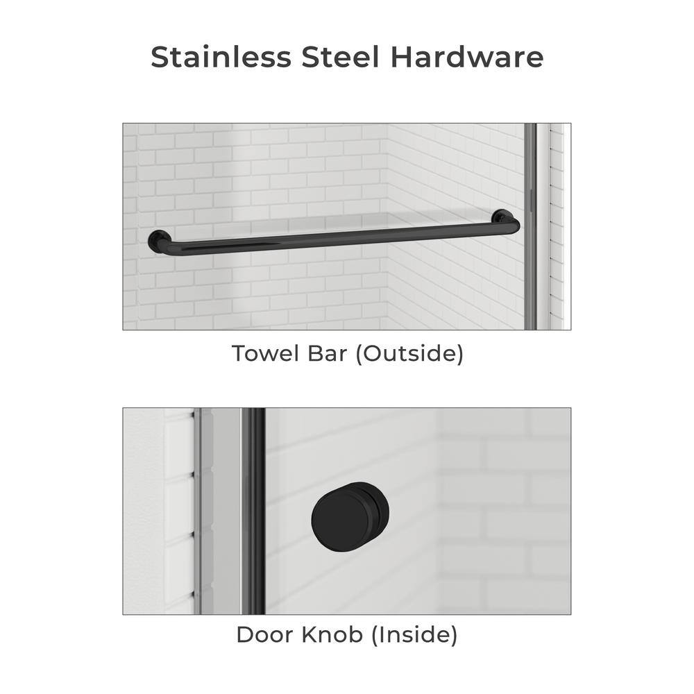 Matte Black Semi-Frameless Double Sliding Glass Shower Door